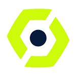Green hexagonal logo with a dark central circle.