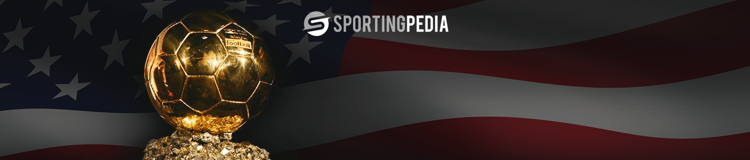SportingPedia logo with golden soccer ball trophy and USA flag.