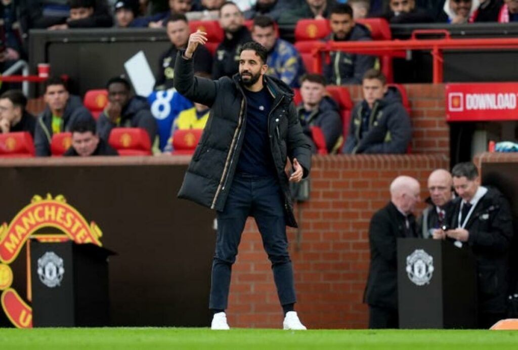 Manchester United manager Ruben Amorim at the sideline
