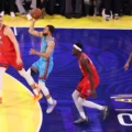 Steph Curry shoots for 3 points in the All-Star final game