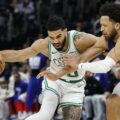 Jayson Tatum guarded by Cade Cunningham