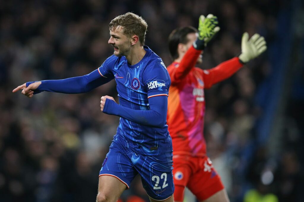 Kiernan Dewsbury-Hall has just scored Chelsea's only goal against Copenhagen