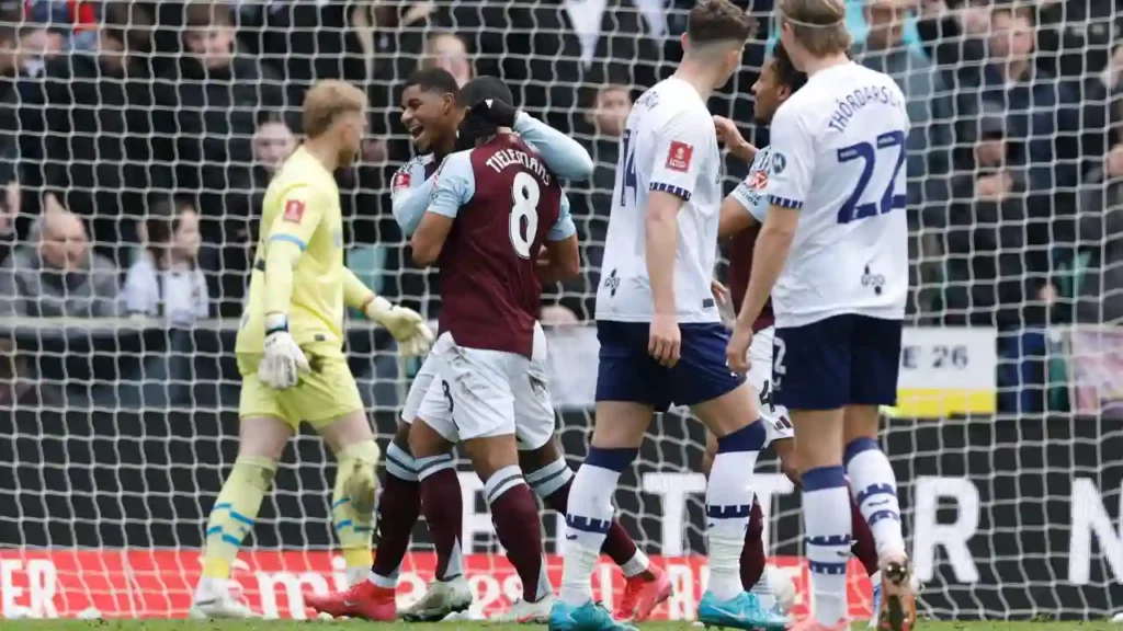 Marcus Rashford has just scored his first goal for Aston Villa