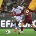 Athletic's Inaki Williams trying to evade Roma player