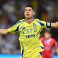 Cristiano Ronaldo celebrates after scoring for Al Nassr