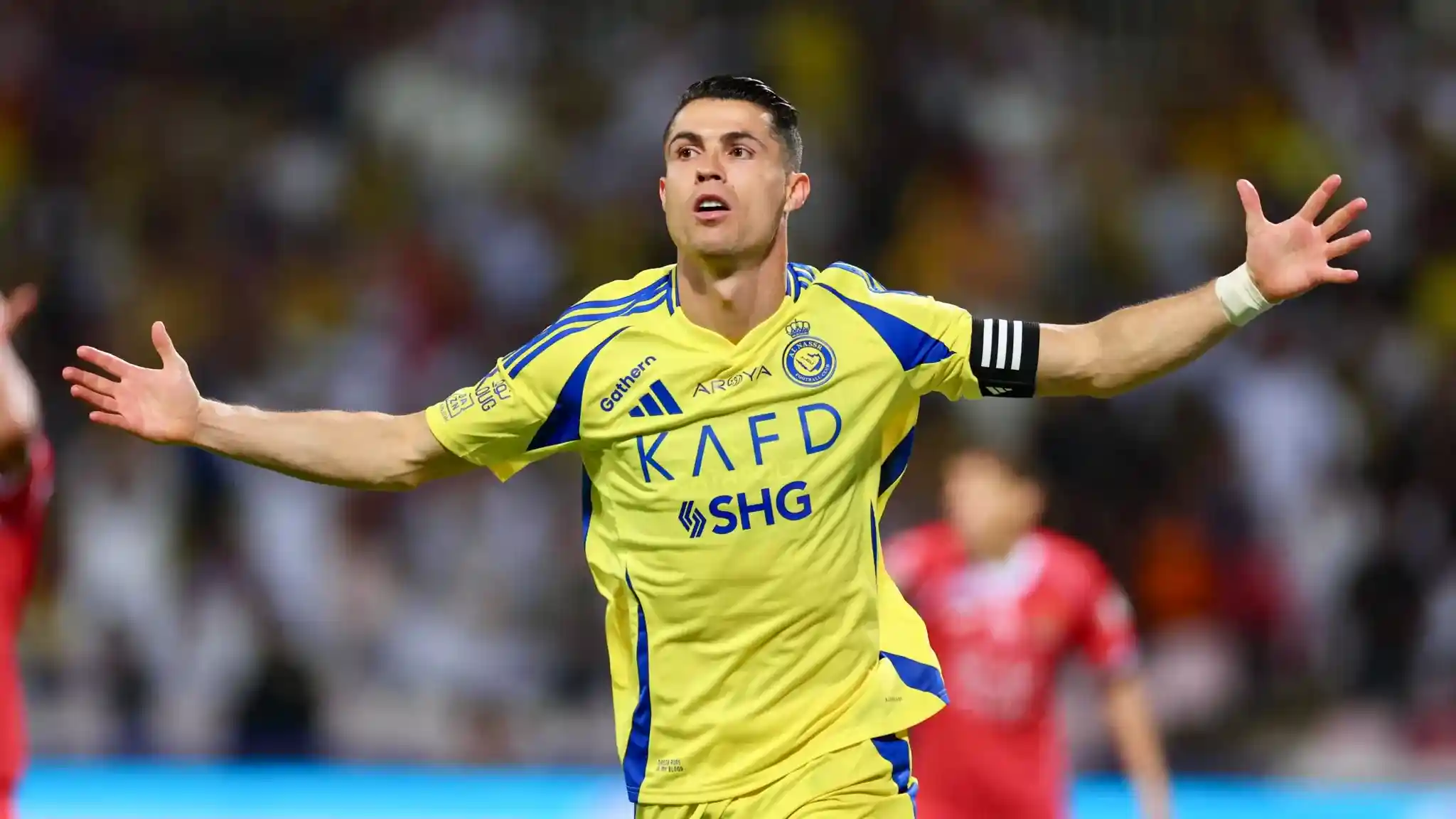 Cristiano Ronaldo celebrates after scoring for Al Nassr