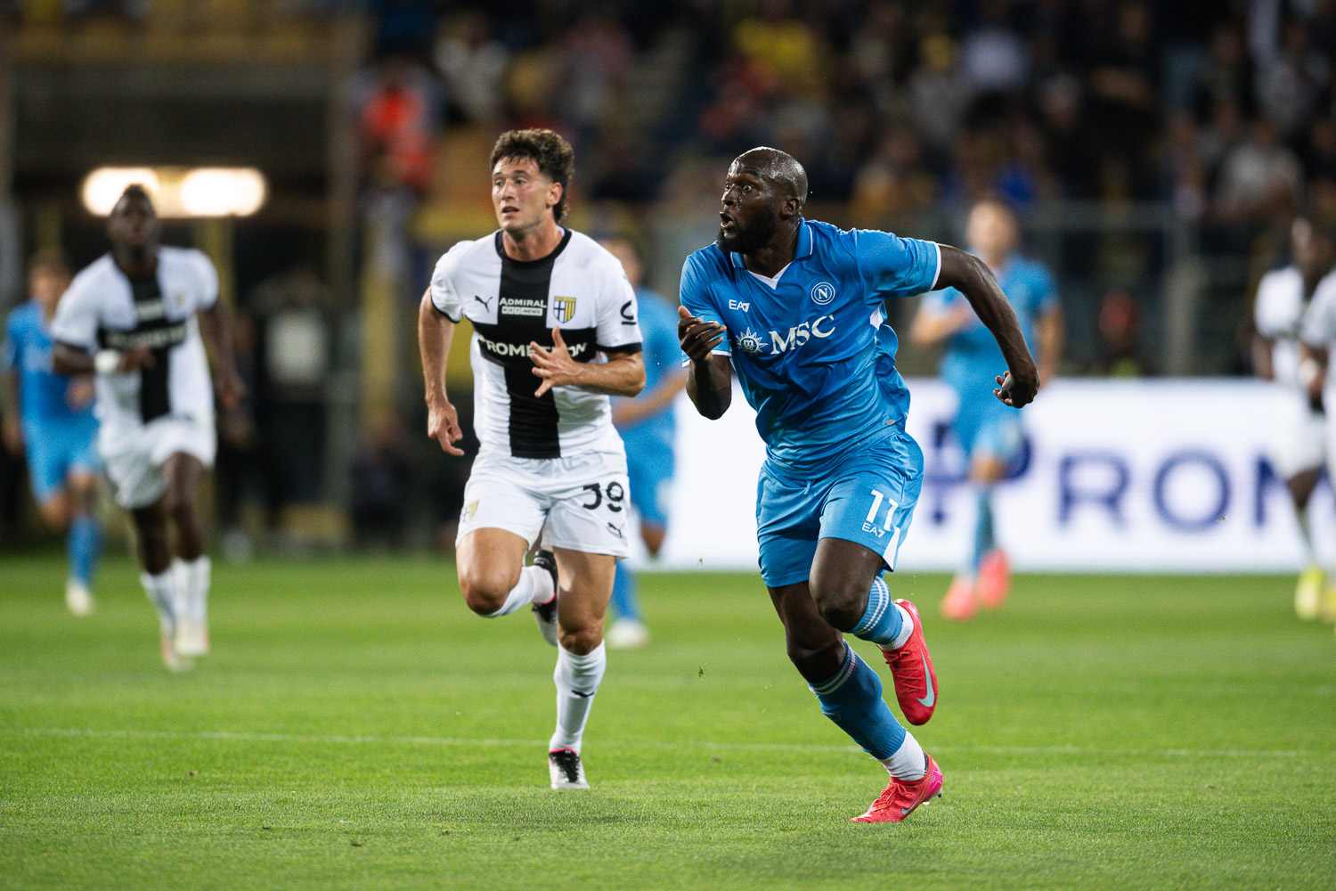 Napoli's Romelu Lukaku running for the ball