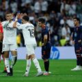 Kylian Mbappe and Arda Guler celebrate after combining for one of Real Madrid goals against Celta