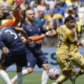 Tense moment during the Club World Cup match between Boca Juniors and Auckland City