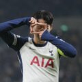 Heung Min Son with his typical celebration after scoring a goal