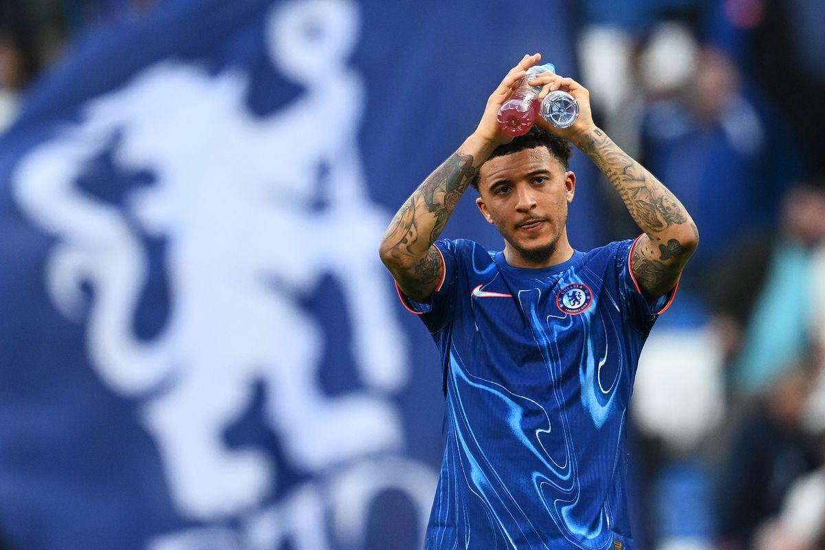 Manchester United winger Jadon Sancho while on loan at Chelsea
