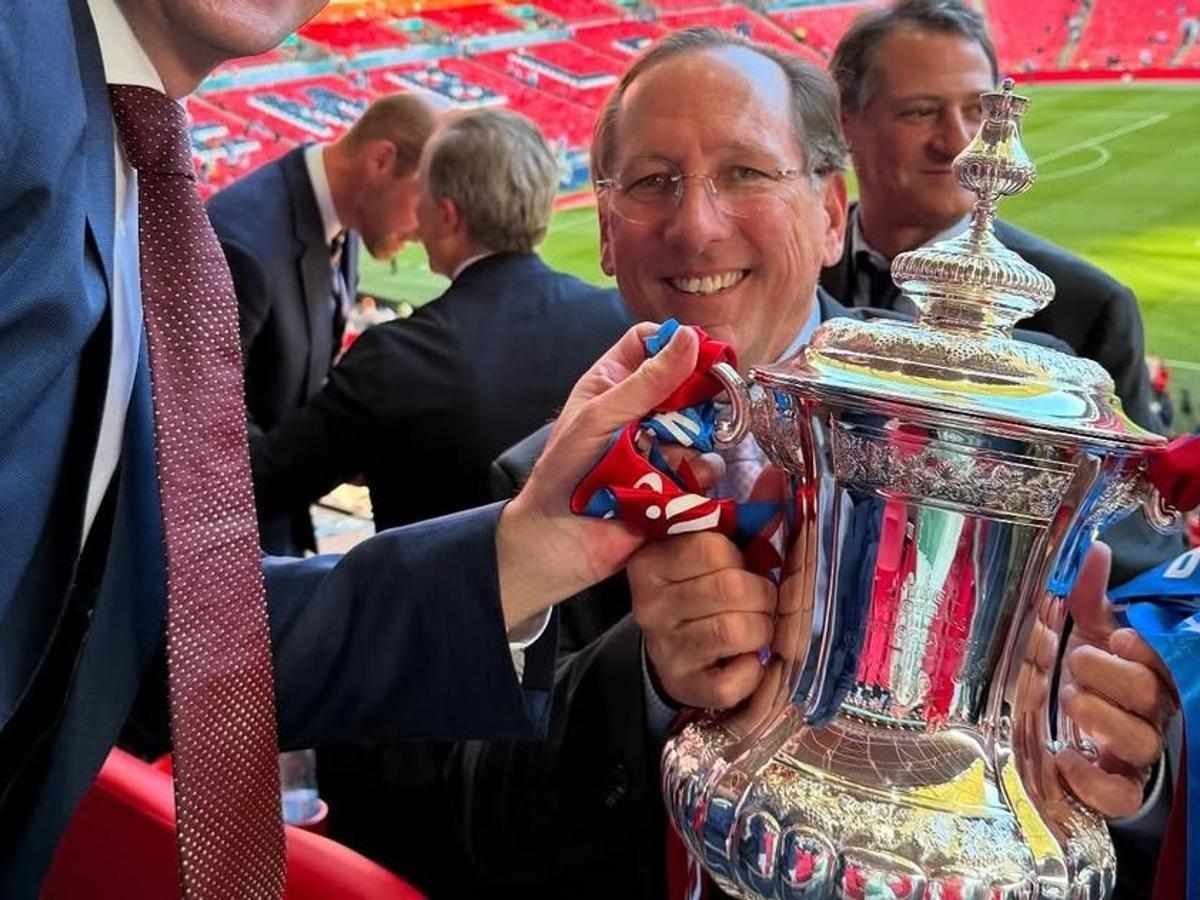 Crystal Palace part-owner John Textor with the FA Cup trophy