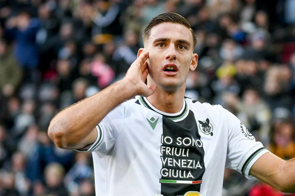 Udinese striker Lorenzo Lucca