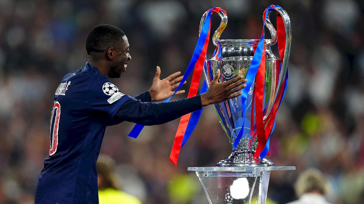 Ousmane Dembele and the Champions League trophy