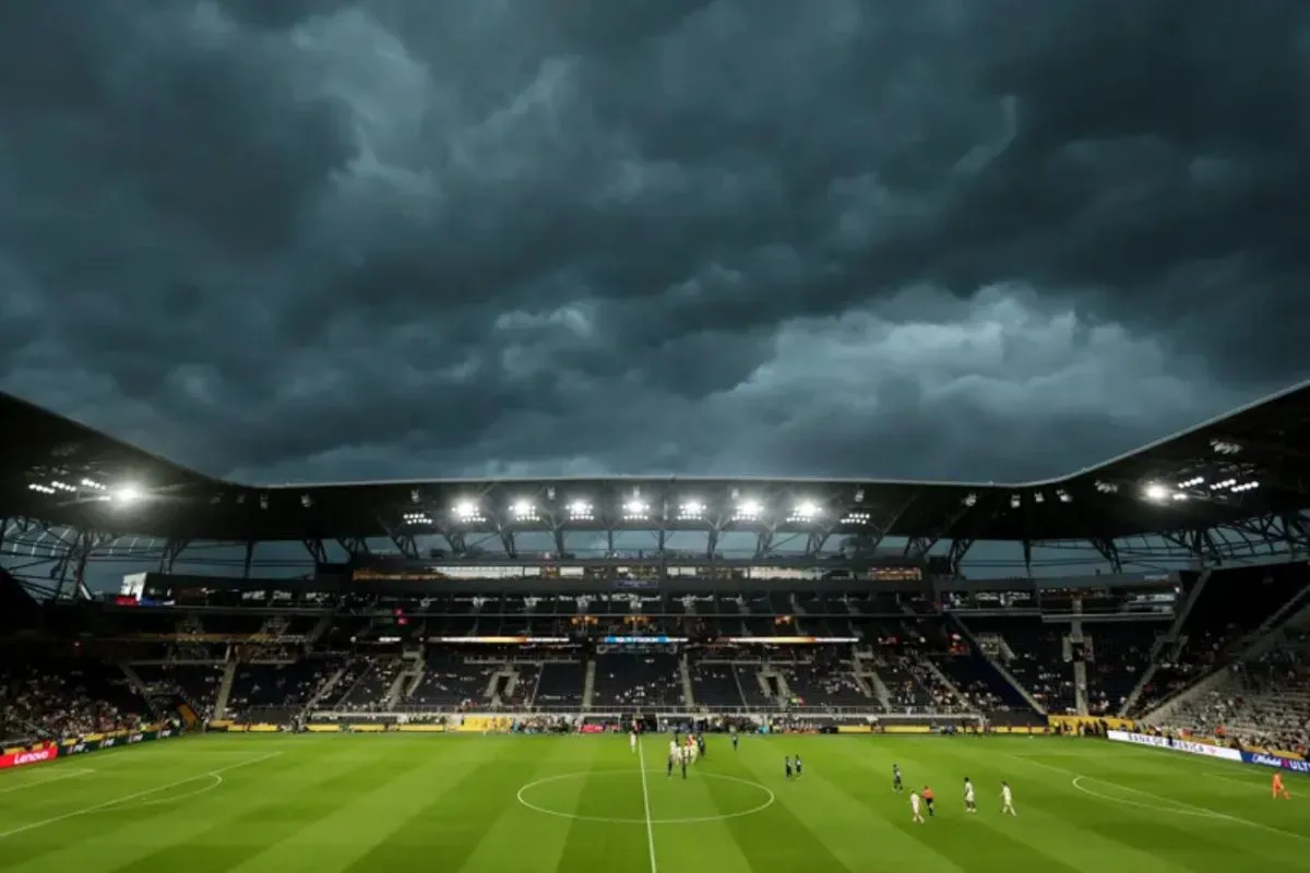 Dark clouds over the stadium where Salzburg and Pachuca played their Club World Cup match