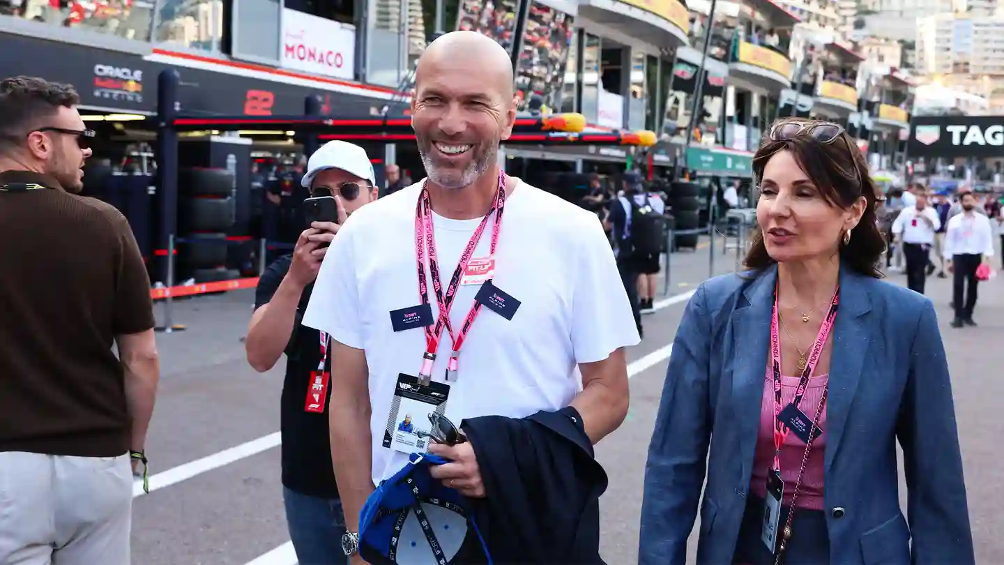 Zinedine Zidane and his wife during the Monaco Grand Prix