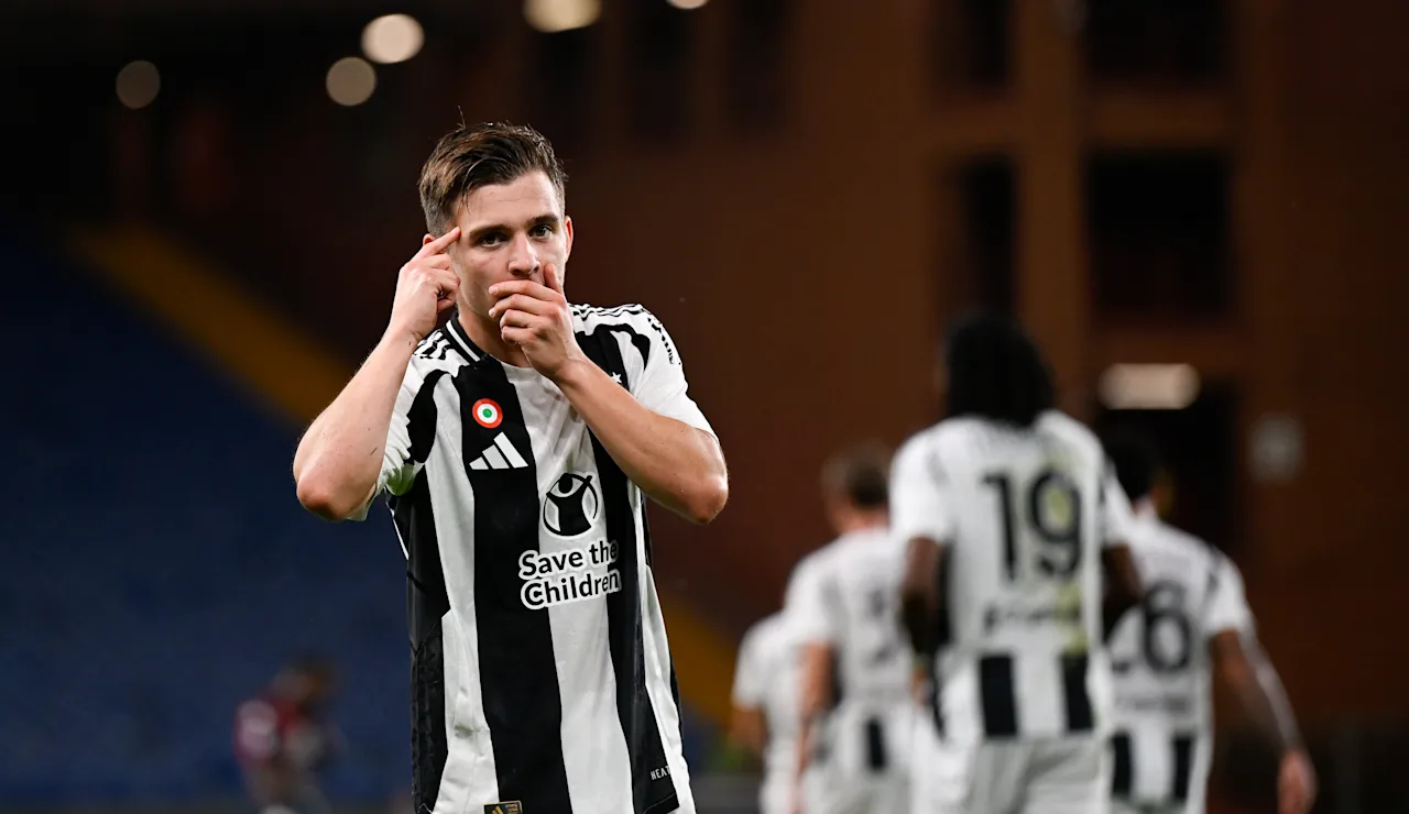 Francisco Conceicao celebrates after scoring for Juventus