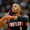 Damian Lillard with his typical "Dame Time" celebration