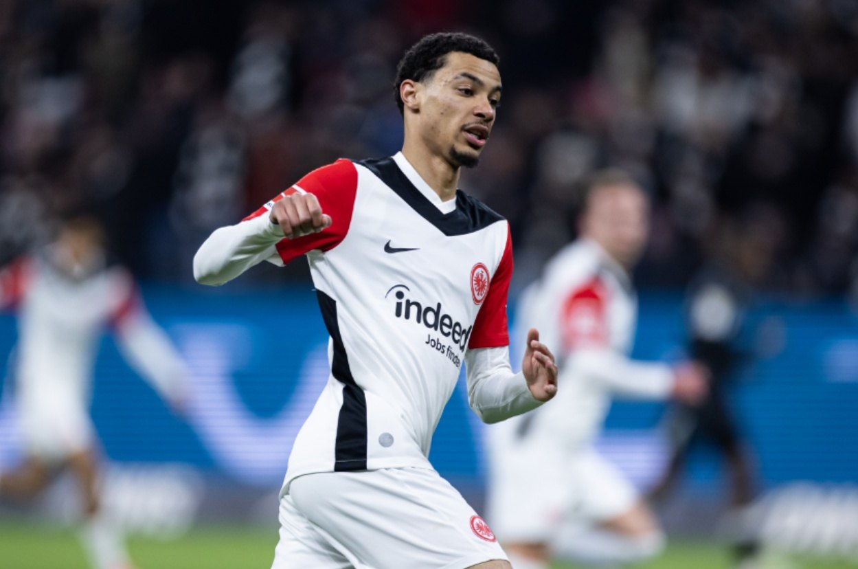 French forward Hugo Ekitike in an Eintracht Frankfurt shirt