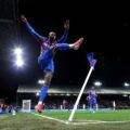 Crystal Palace striker Jean Philippe Mateta celebrates after scoring a goal