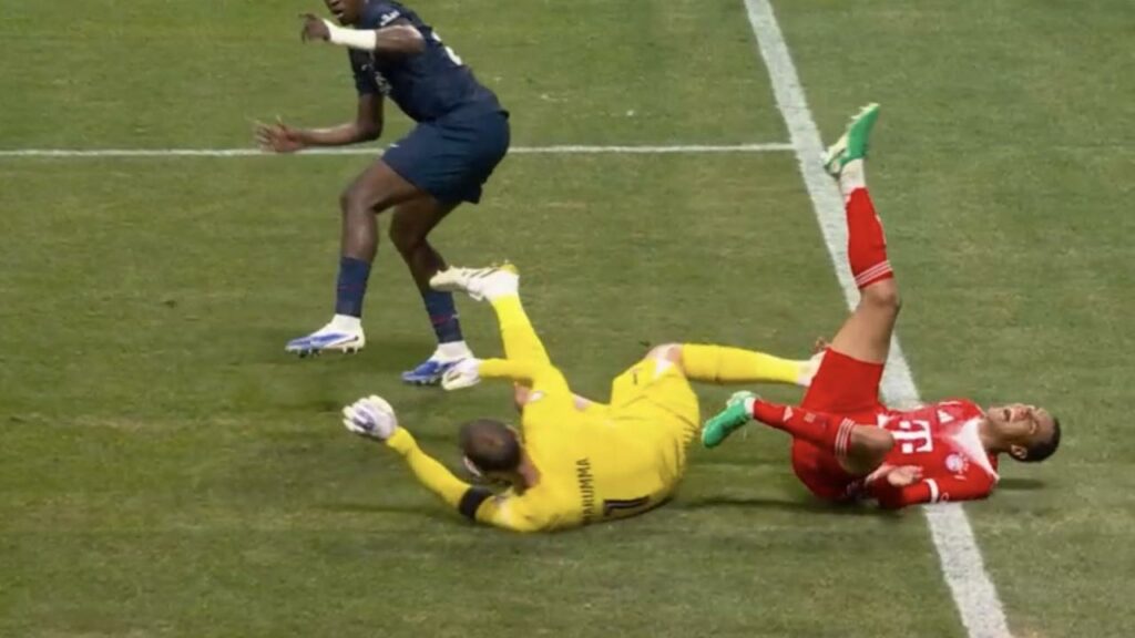 Jamal Musiala has just broken his foot after clash with Gigi Donnarumma
