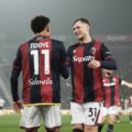 Bologna players Dan Ndoye and Sam Beukema