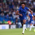 Chelsea defender Renato Veiga sprinting for the ball
