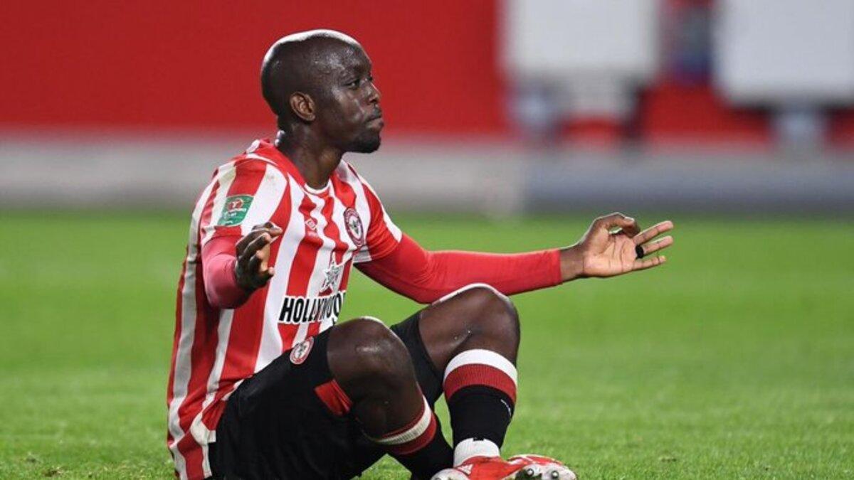 Brentford forward Yoane Wissa celebrates after scoring a goal