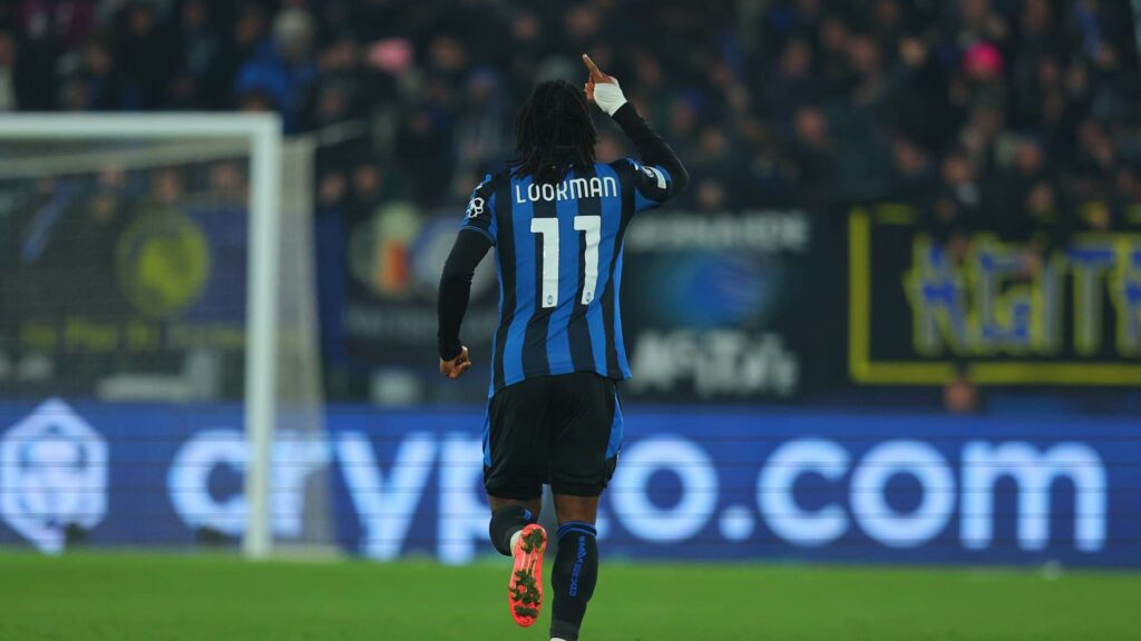 Ademola Lookman pointing to the sky
