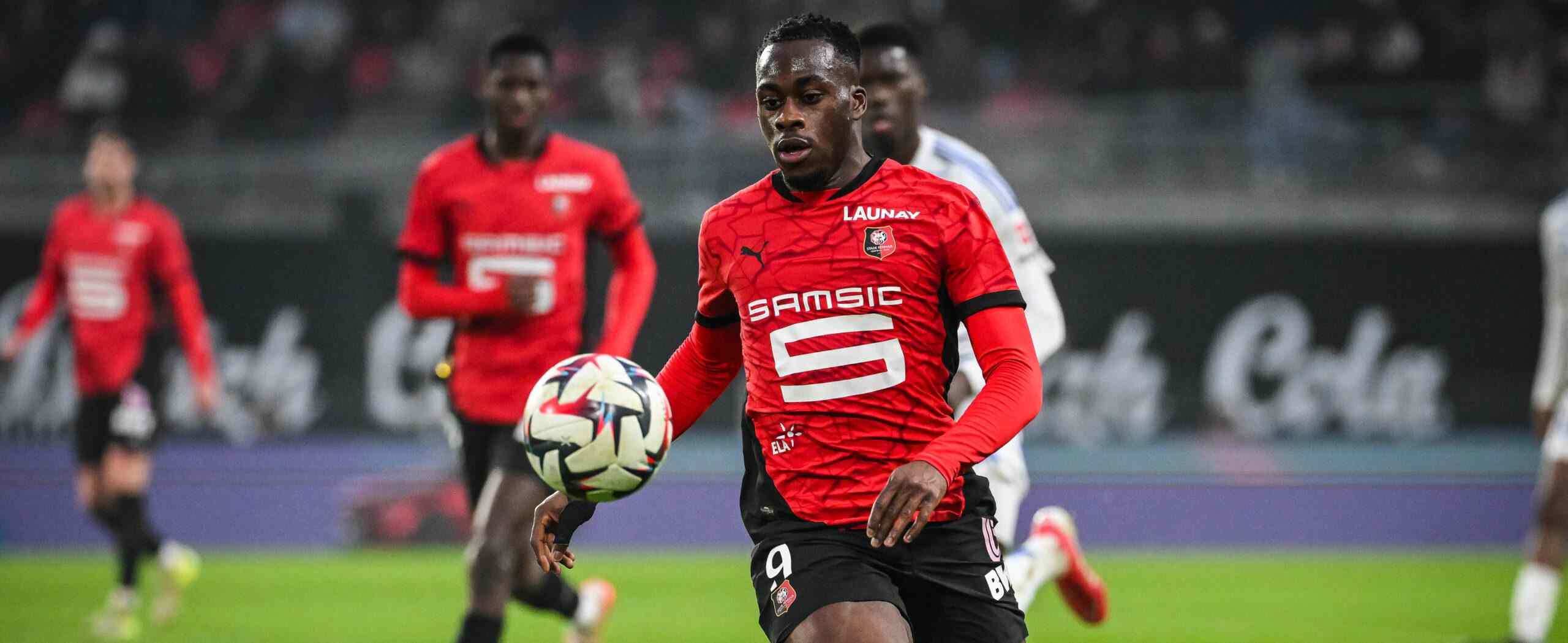 Rennes striker Arnaud Kalimuendo in action