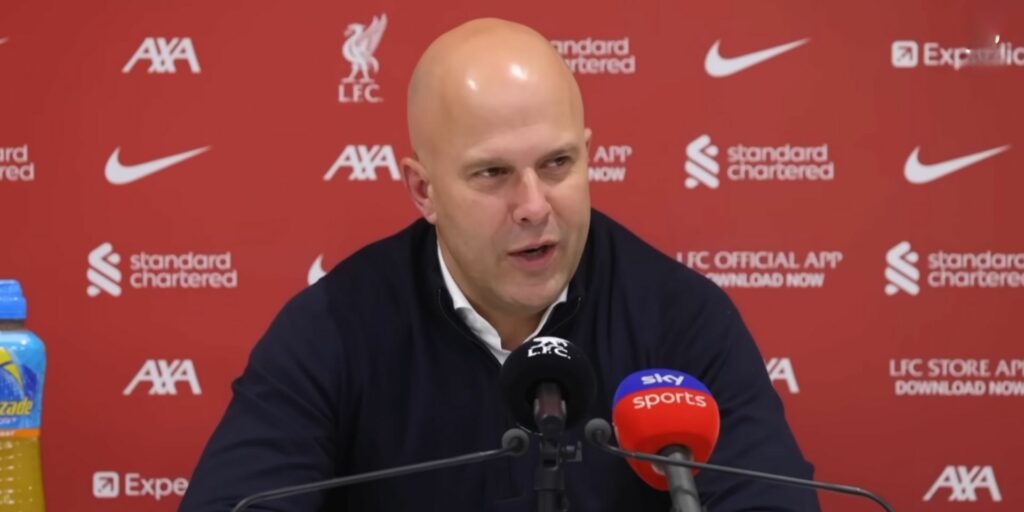 Arne Slot during a press conference