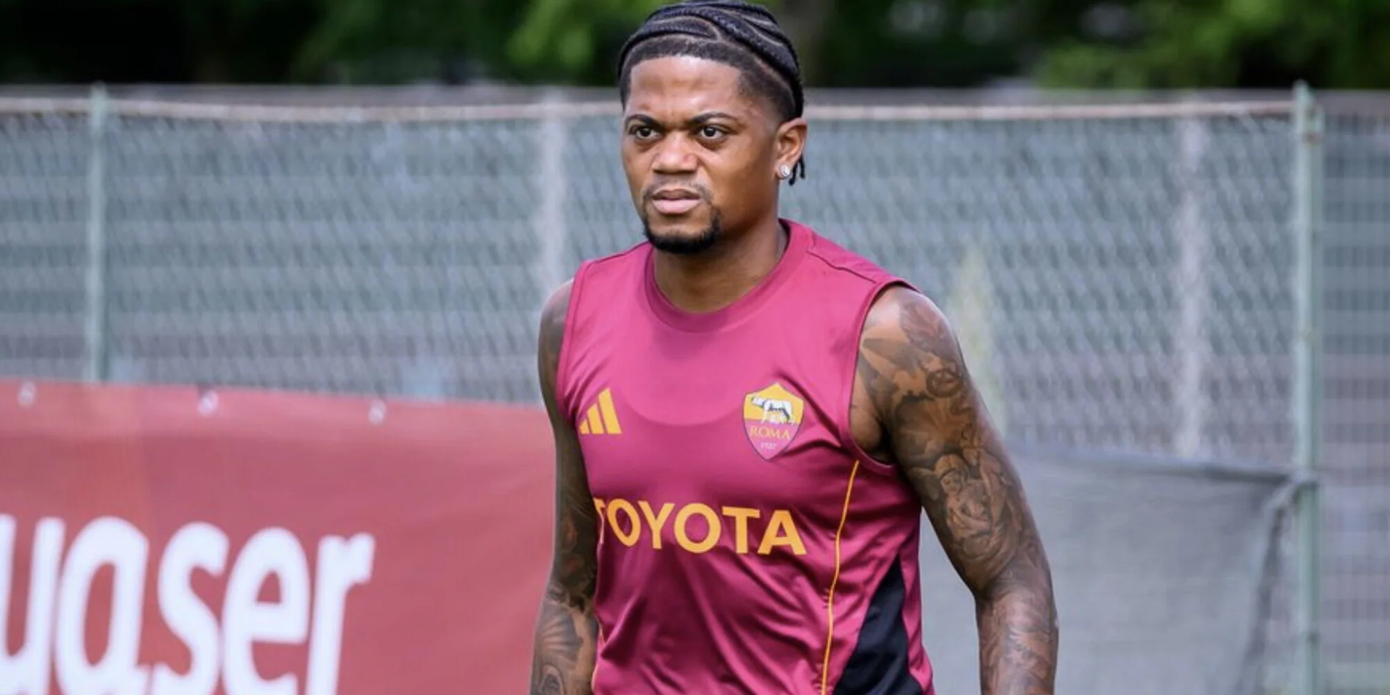 Leon Bailey in his first training session with Roma