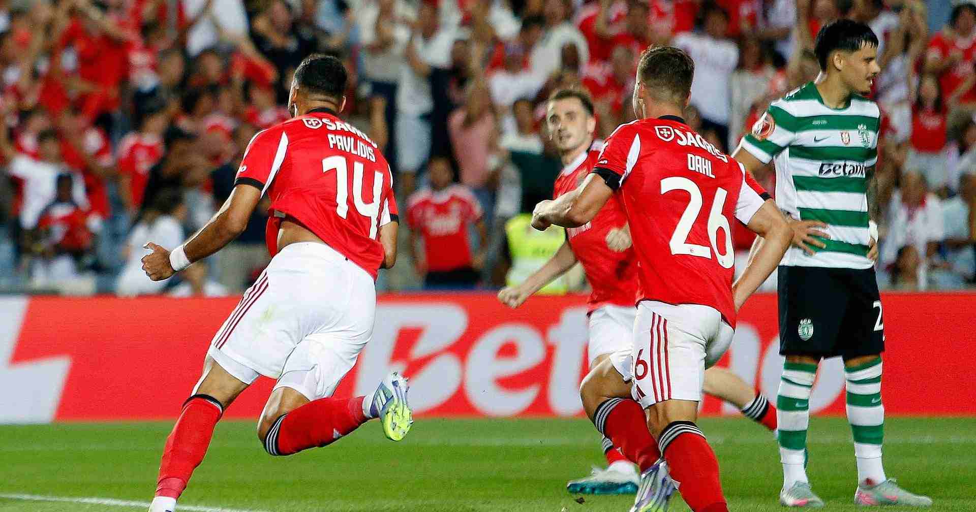 Vangelis Pavlidis has just scored for Benfica in the Portugal Super Cup game against Sporting