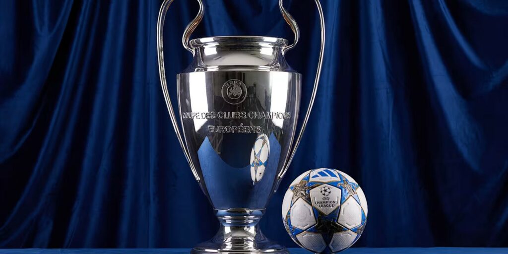 Champions League trophy and official match ball