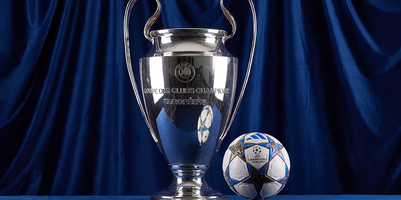 Champions League trophy and official match ball