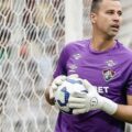 Fluminense goalkeeper Fabio holding the ball