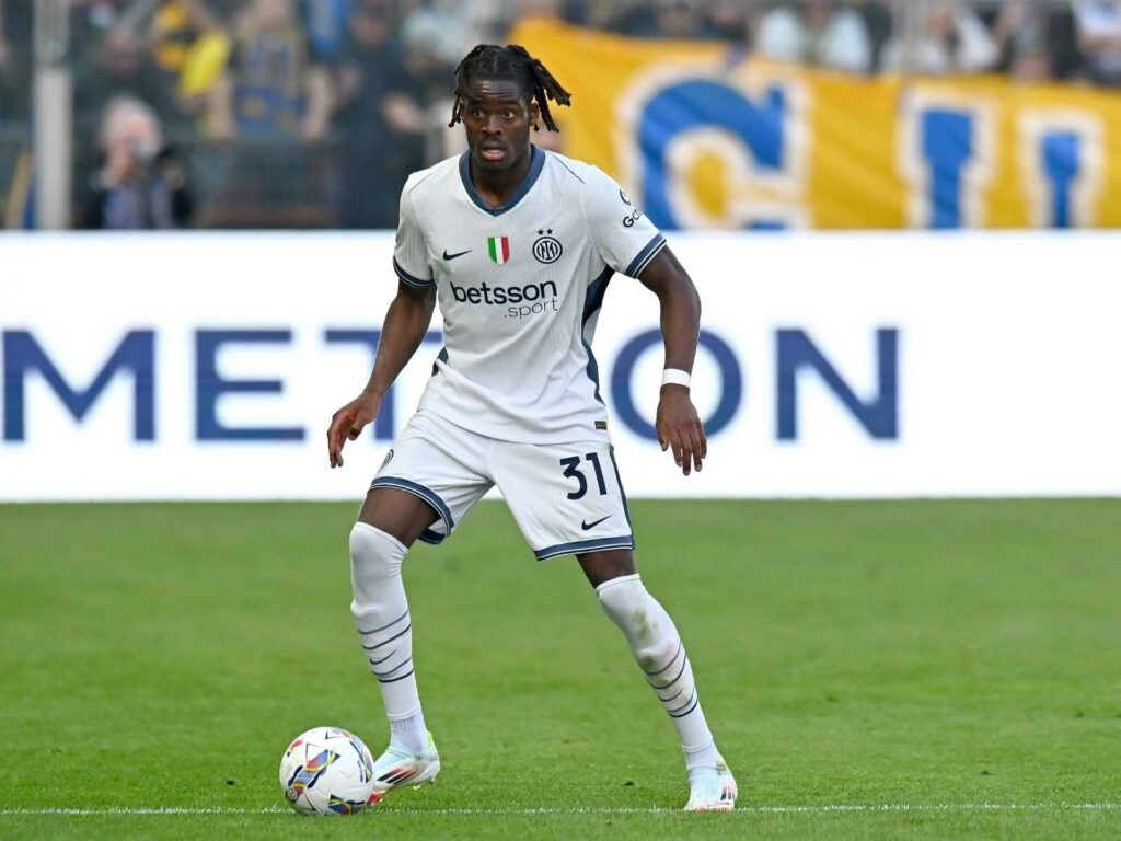 Inter's German defender Jan Bisseck with the ball at his feet
