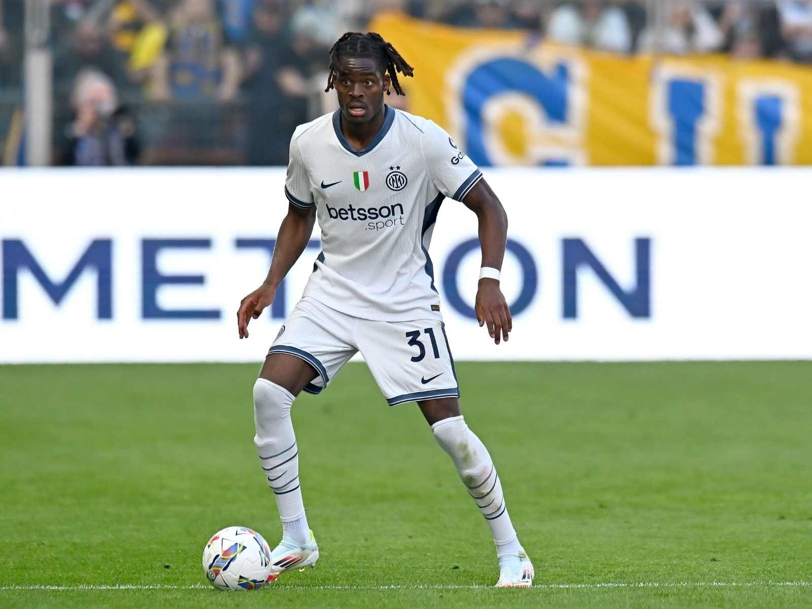 Inter's German defender Jan Bisseck with the ball at his feet