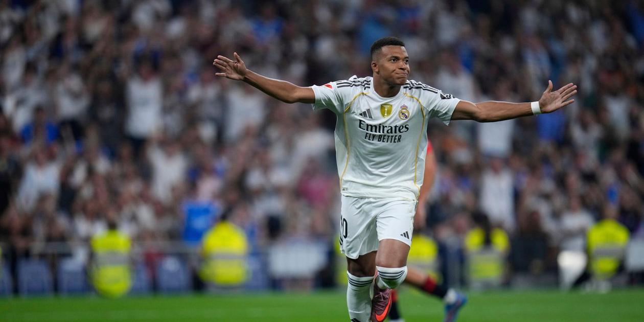 Kylian Mbappe after scoring a penalty against Osasuna