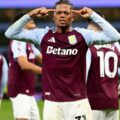 Leon Bailey celebrates after scoring a goal for Aston Villa