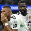 Kylian Mbappe and Antonio Rudiger celebrate