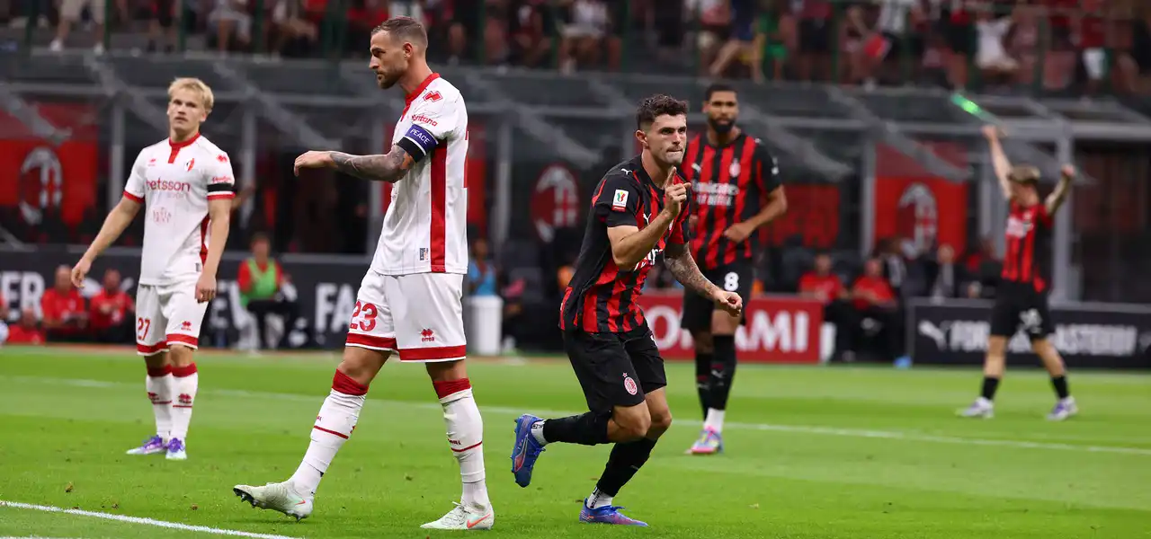 Christian Pulisic has just scored for Milan in the match against Bari