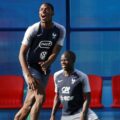 Paul Pogba and N'golo Kante in France training
