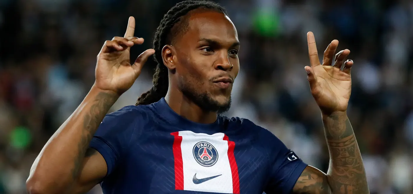 Renato Sanches with pointing to the sky