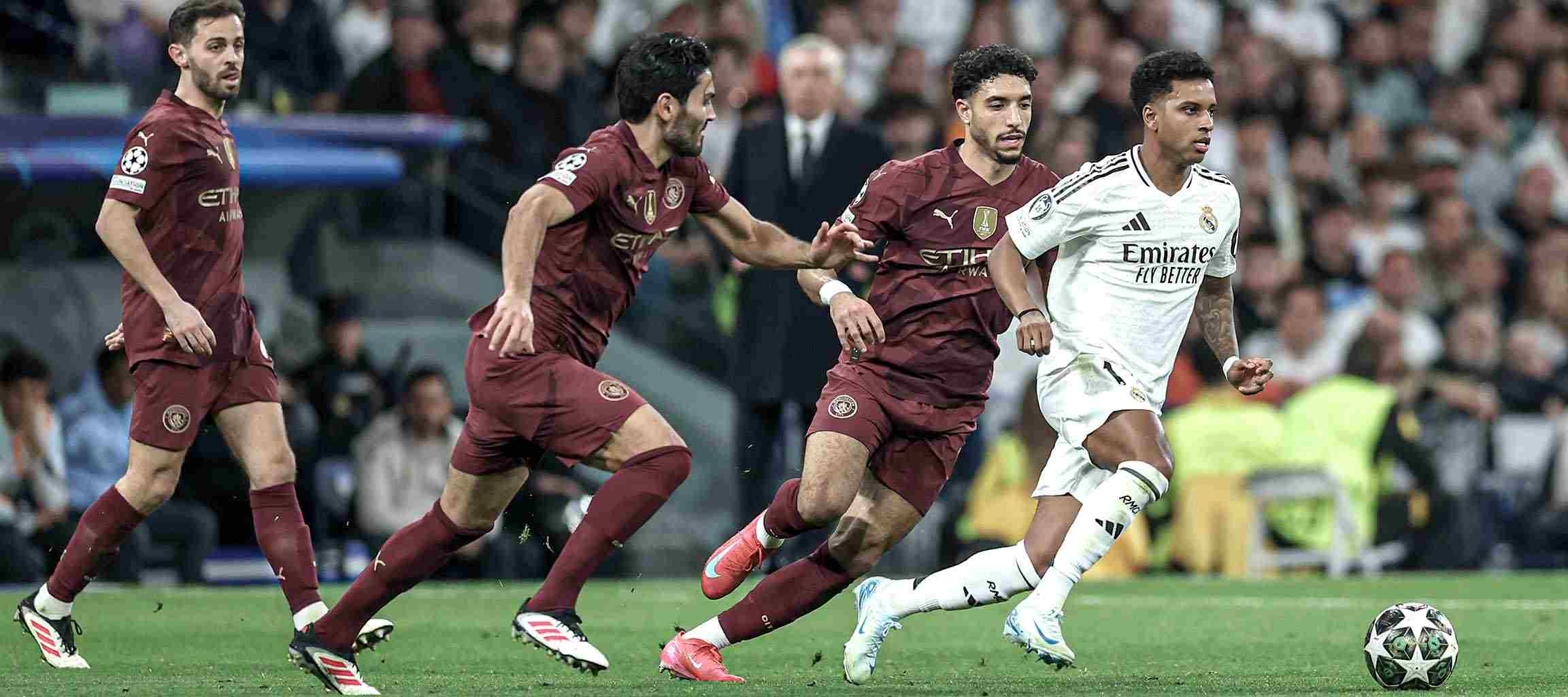 Rodrygo in a Champions League match against Manchester City