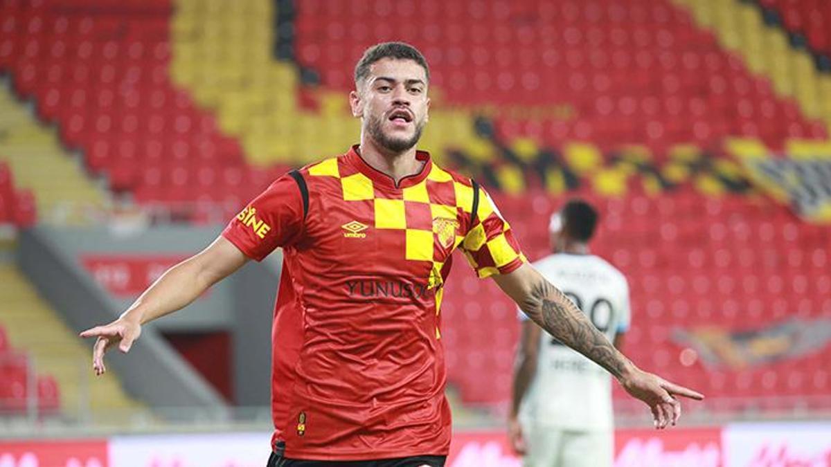 Goztepe Brazilian striker Romulo celebrates after scoring a goal