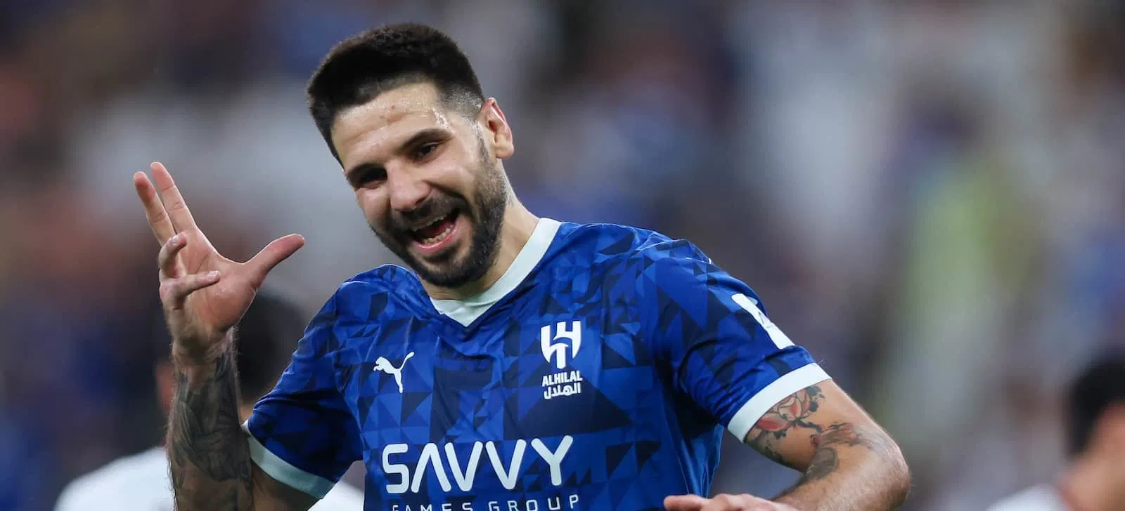 Aleksandar Mitrovic with his typical celebration after scoring a goal