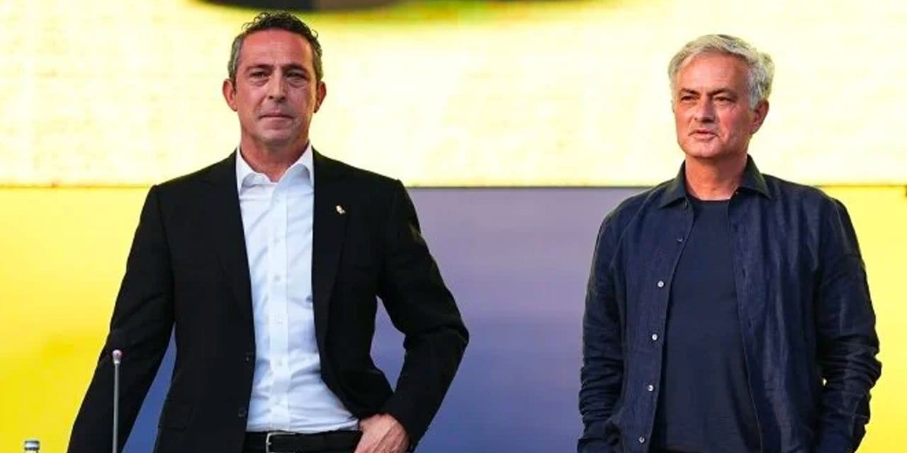 Fenerbahce Ali Koc and former team head coach Jose Mourinho