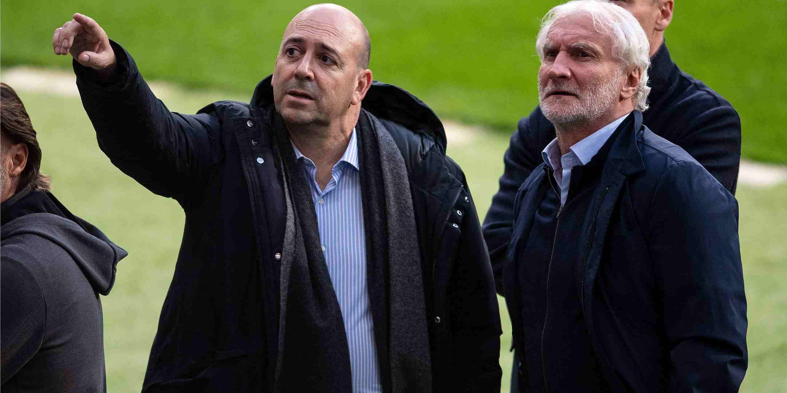 Bayer Leverkusen executives Fernando Carro and Rudi Voeller
