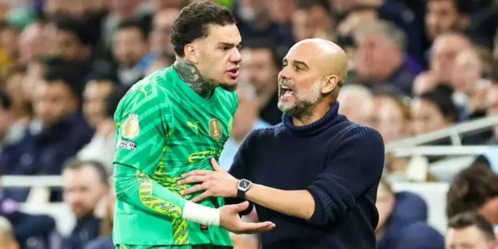 Ederson and Pep Guardiola